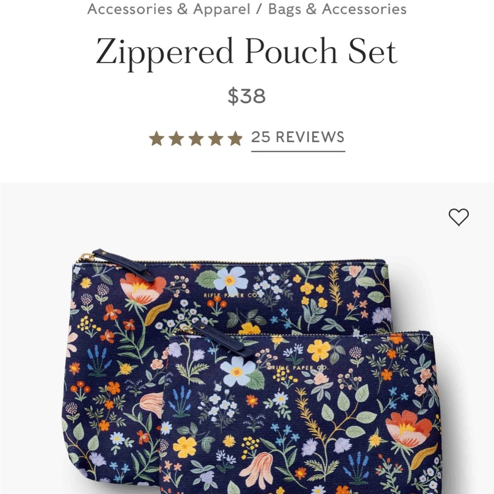 Floral Zippered Pouch Set by Rifle Paper Co.